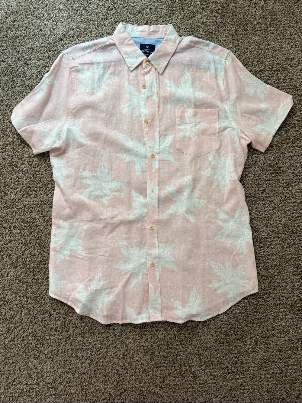 Ben Sherman Light Pink Floral Short-Sleeve Button-Down Shirt